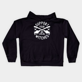 Support Your Local Witches White Text Kids Hoodie